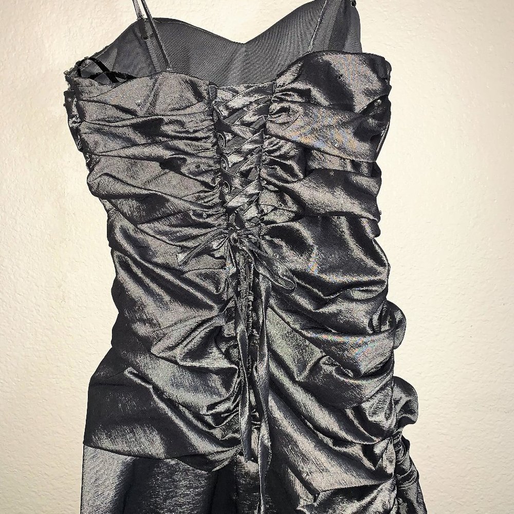 Holiday Party Dress Cindy U.S.A. Silver Metallic Dress - Picture 3 of 4
